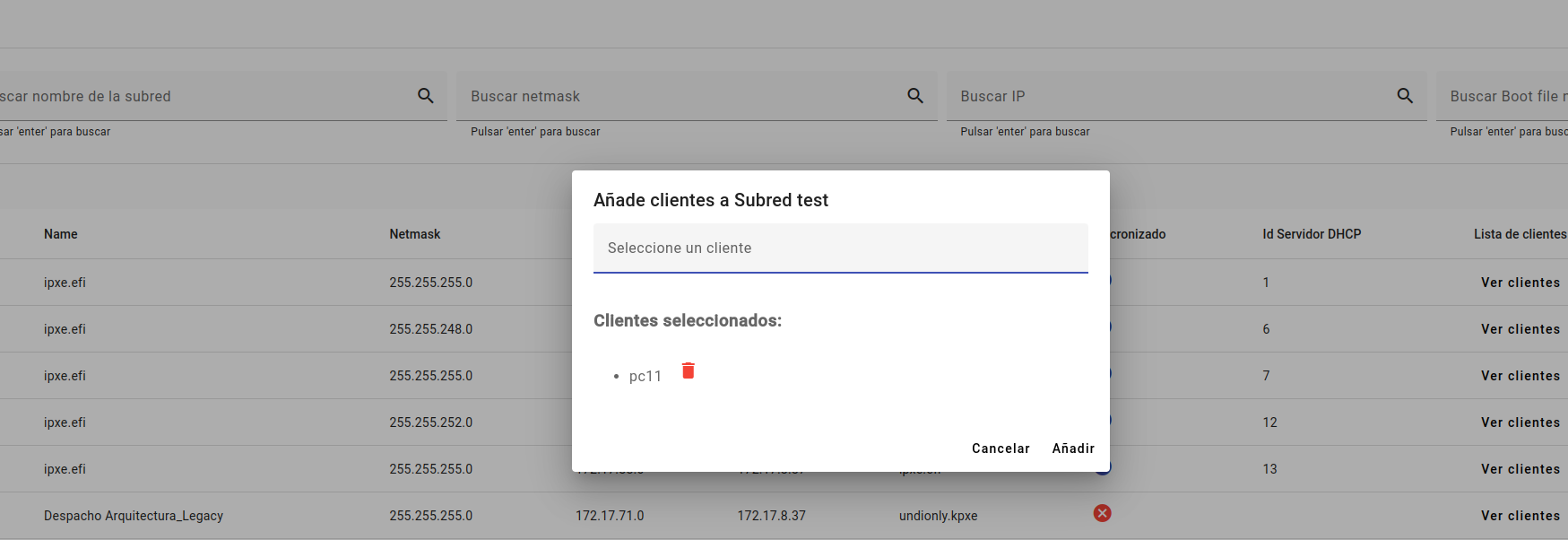 Add client to subnet